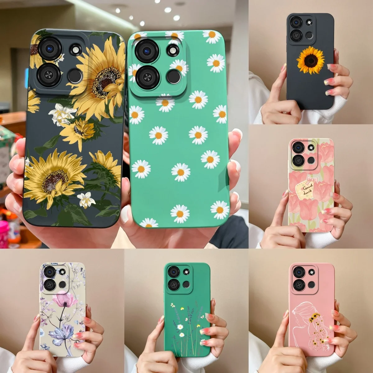 For Itel A05S A18S A60 Phone Case Beautiful Sunflower Daisy Liquid Silicone Antifouling Protective For ItelA05S A18 S A 60 Funda