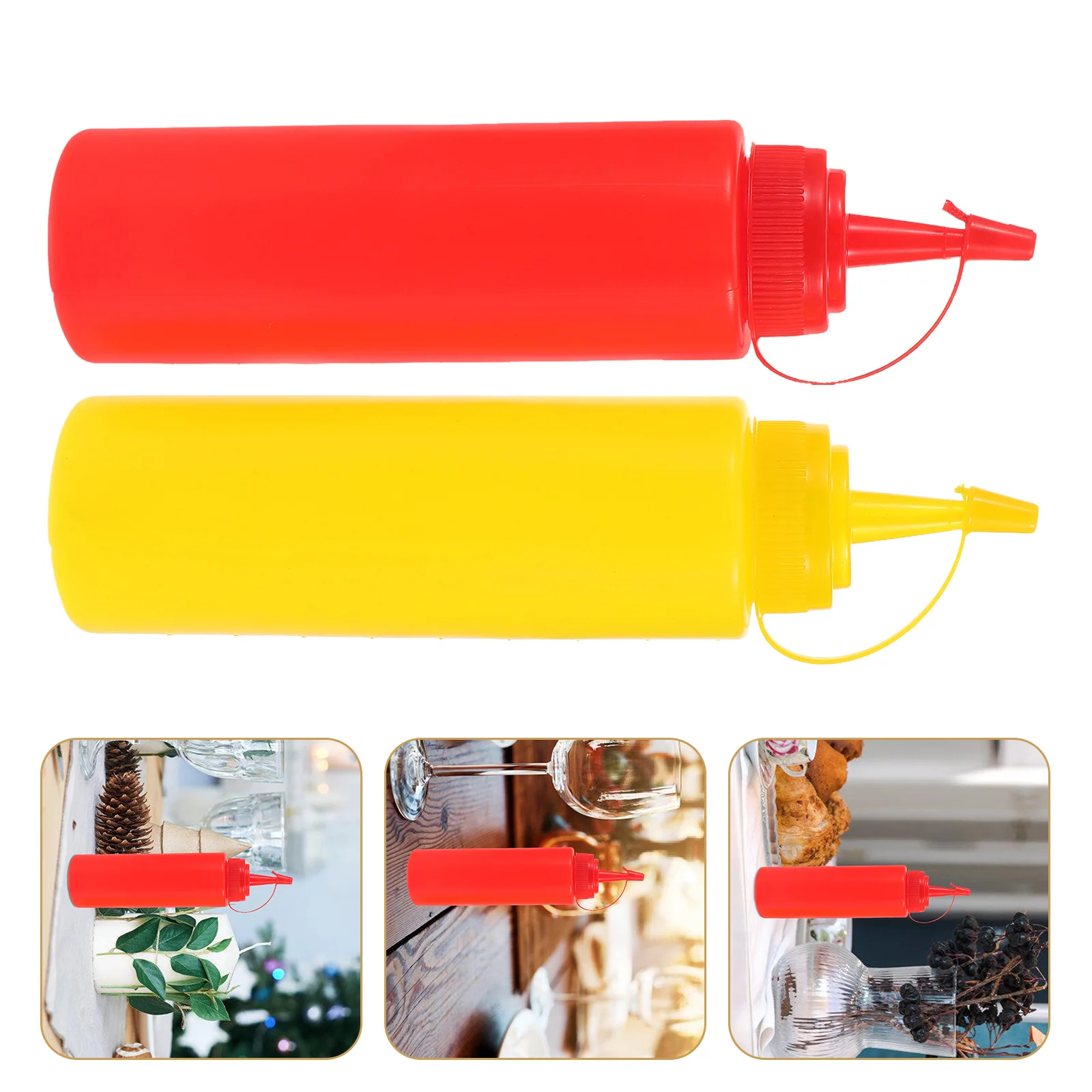 2 Pcs Tricky Ketchup Bottle Container Spray and Mustard Squeeze Mayo Festive Atmosphere Prop Bottles Filling