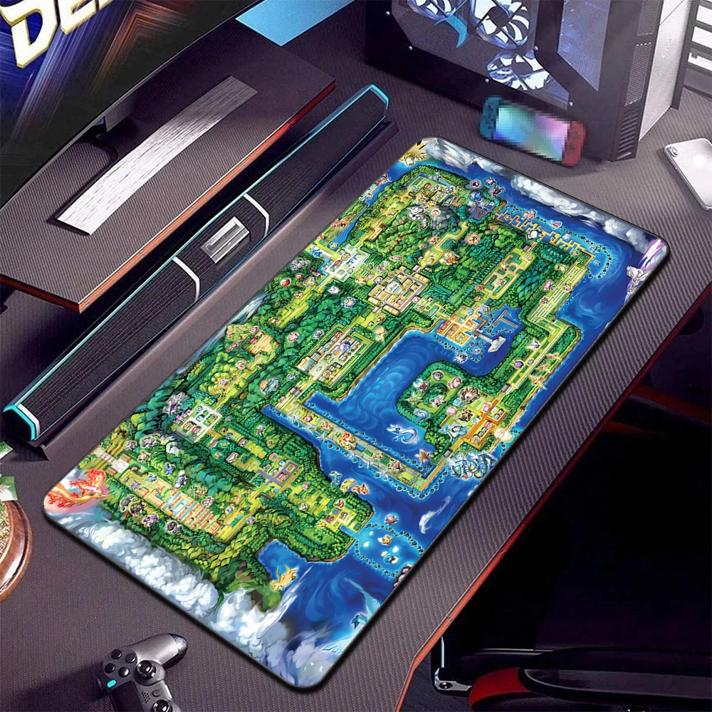 Hochwertiges Gaming-Mauspad P-Pokemon HD PC-Mauspad XXL Tastaturunterlage Rutschfeste Matten Büro-Randversiegelung Teppich Laptop-Mausunterlage Erweiterbare Schreibtischunterlage