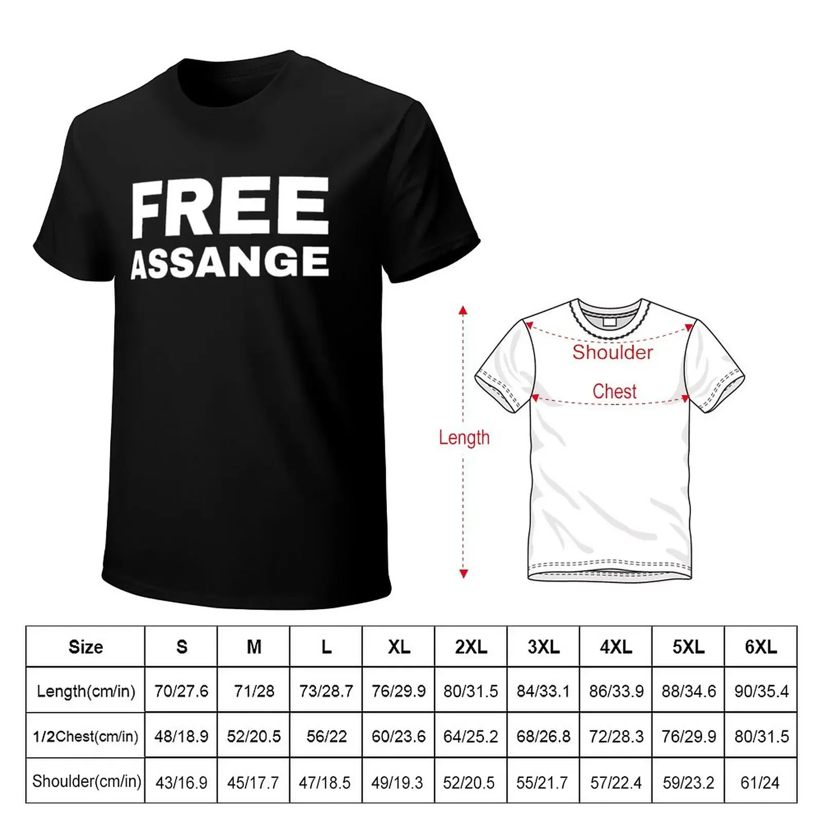 Free Assange T-Shirt Short sleeve tee anime clothes T-shirts for men cotton