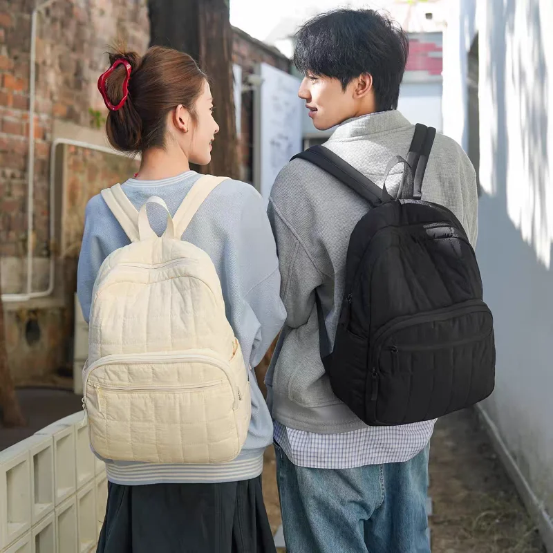 Lightweight Nylon Checkered Backpack With Multiple Pocket Computer Storage Creative Fashion Unisex Large Capacity Trave Backpack