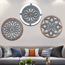 Heritage Round Art Wooden Hanging Ornament Wall Mount Creative Design Rustic Resturant Home Decoration Living Room Decor Crafts