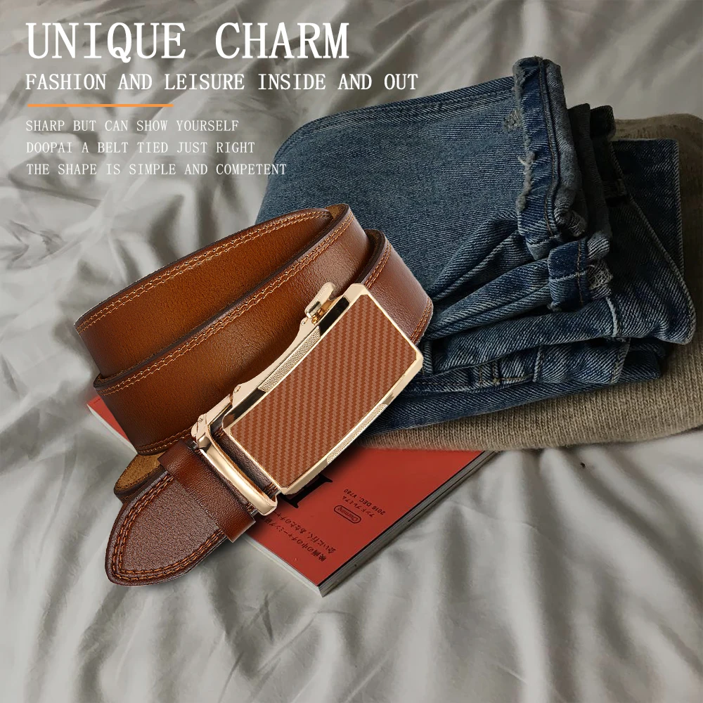 CHAOREN Men Belt Genuine Leather for Men's High Quality Buckle Business Black Cowskin Male Fashion Famous Brand Belt Women