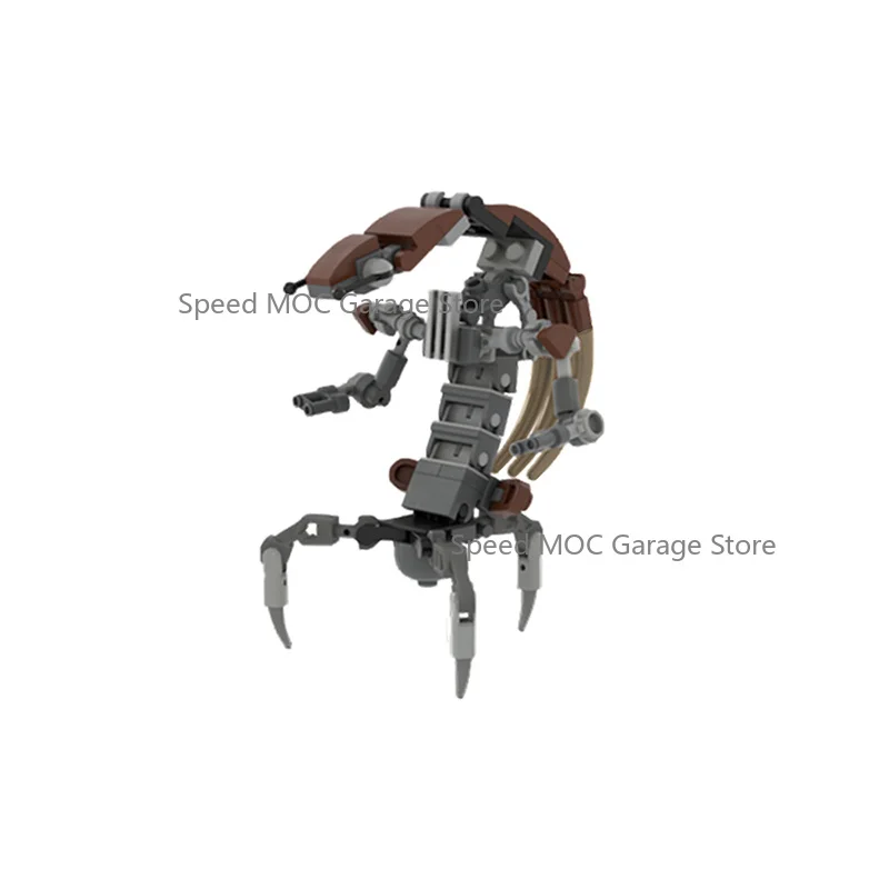 Sci-Fi Multi-Legged Battle Droid MOC Building Blocks Set - Futuristic Combat Robot with Claws & Blasters