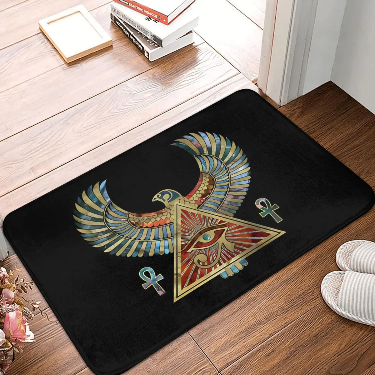 Eye Of Horus Wadjet Gemstone And Gold Ancient Egypt Digital Art Bathroom Mat Rug Home Doormat Kitchen Carpet Entrance Door