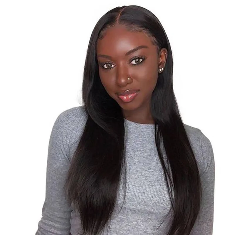 Brazilian Bone Straight Wig para mulheres, HD Lace Frontal, cabelo humano completo, cor natural, perucas baratas, venda, apuramento, 40 ", 13x6