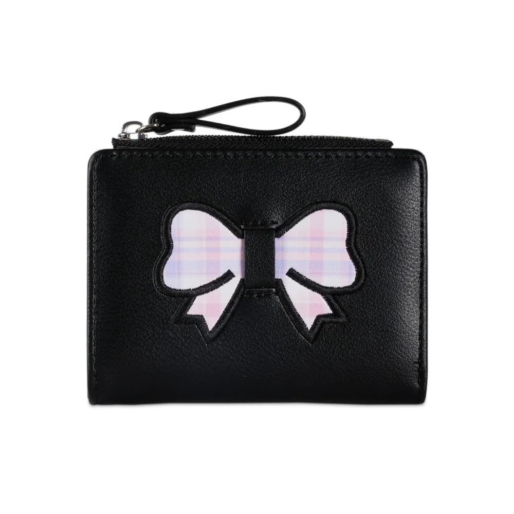 

INS Short Women's Wallet Heart Plaid Fold Wallet Bow Hasp Clutch Purse Card Holder