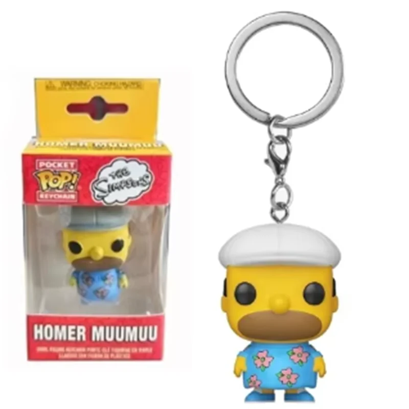 Funko Pop llavero de bolsillo The Simpsons Homer Muumuu colección de figuras de acción modelo juguetes para llaveros de regalo de cumpleaños
