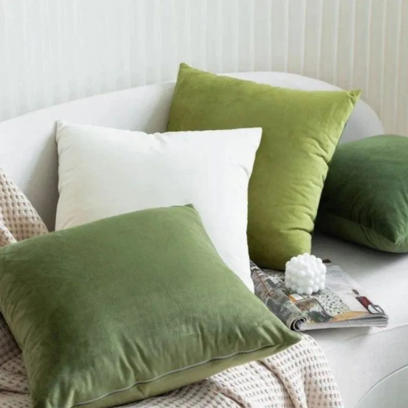 Customized Size Dutch Velvet Pillowcase 30x50cm 40/45/50/55/60cm Solid Color Bed Sofa Cushion Cover Car Home Decor Lilac Green