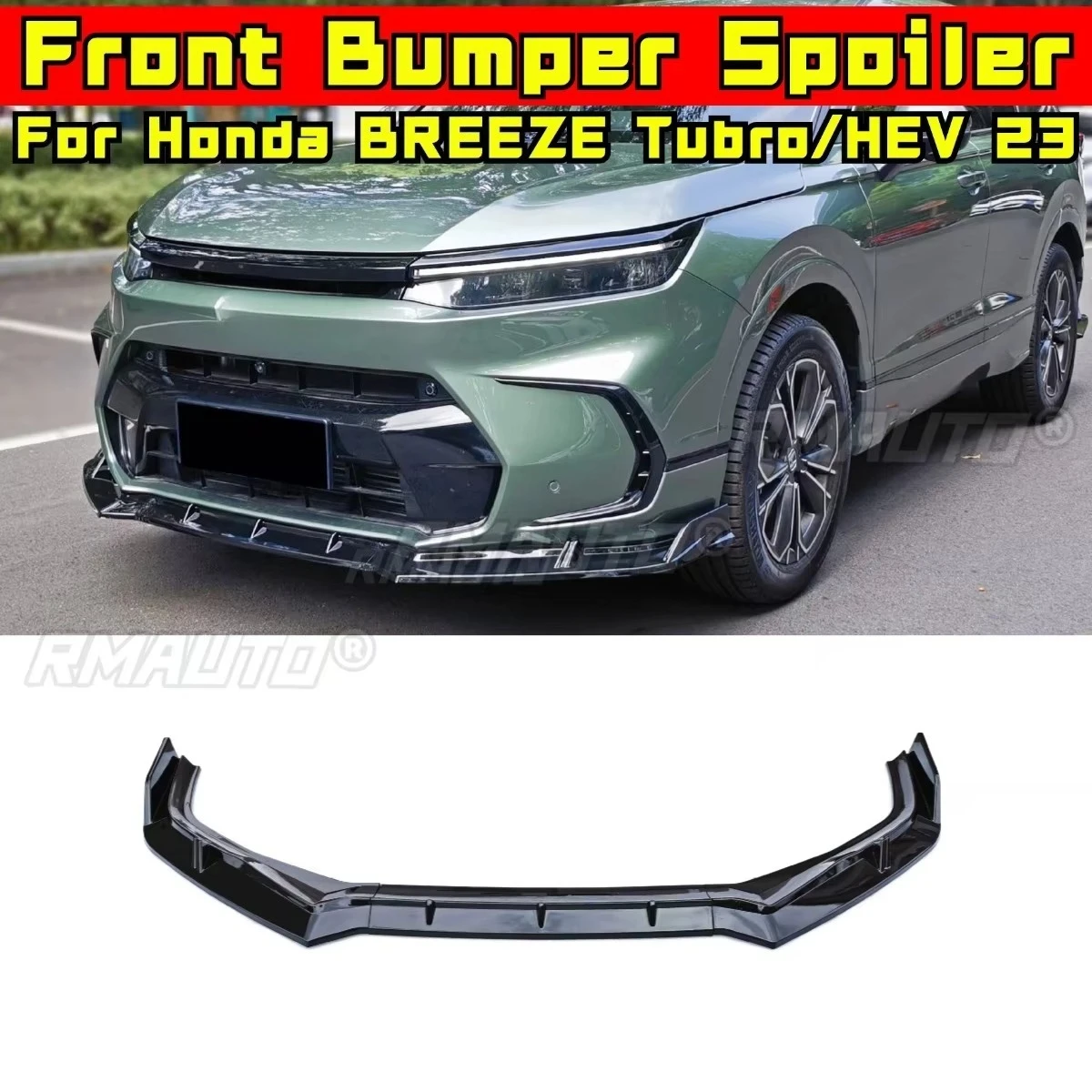 Car Front Bumper Lip Diffuser Spoiler Glossy Black Modification Part for Honda BREEZE Tubro/HEV Model 2023 Protector Body Kit