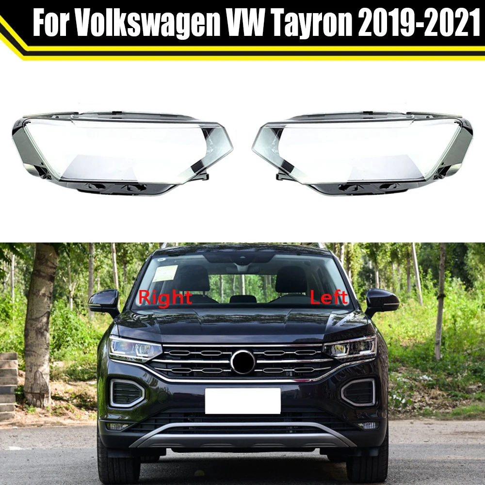 Tampa da lente do farol dianteiro do carro, tampas do farol automático para Volkswagen VW Tayron 2019 2020 2021, lâmpada de vidro