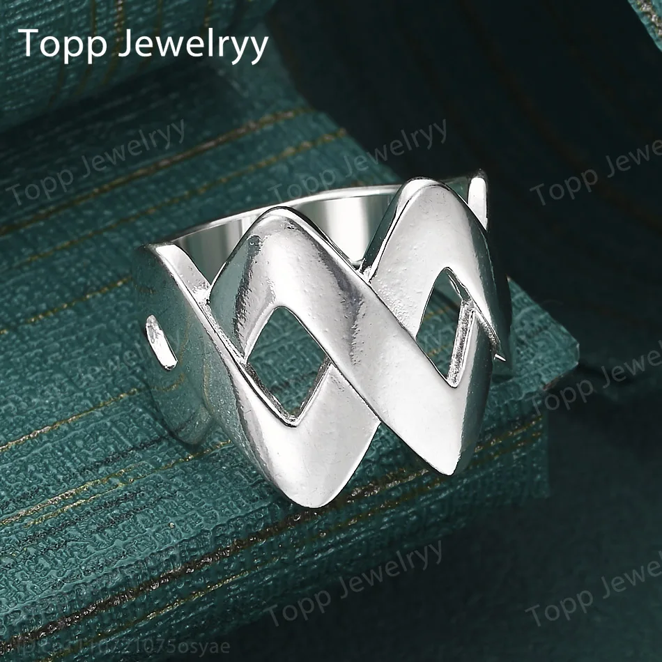 New 925 Sterling Silver Fine Glossy Double W Ring For Fashion Women Charm Jewelry Birthday Party Gift