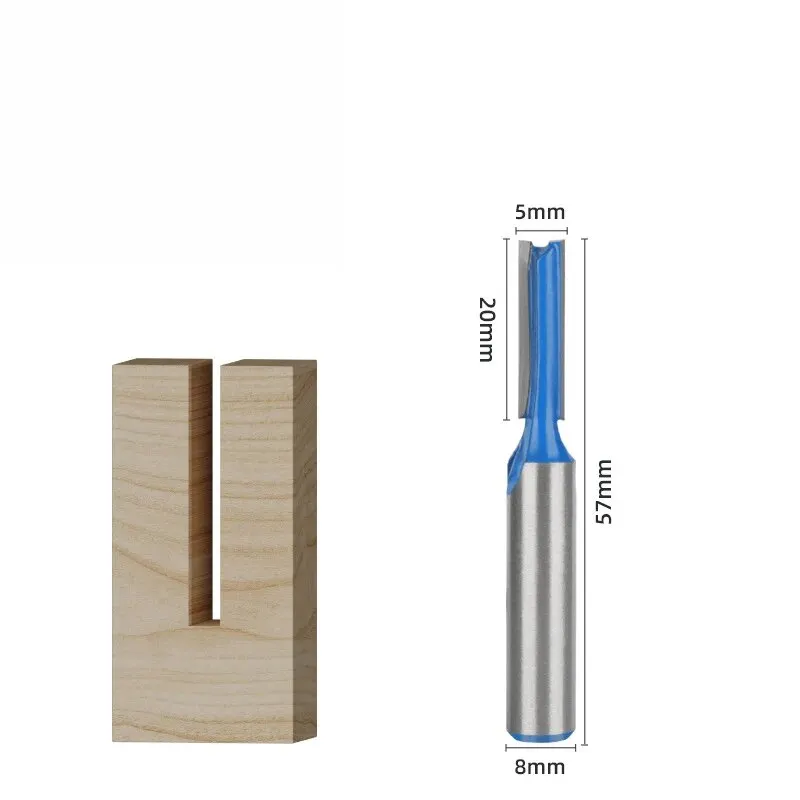 8 Pcs,Straight Cutter 8mm Shank Woodworking Milling Tools, Double-Edged Grooving Cutter Head, Trimming Machine Straight Knife