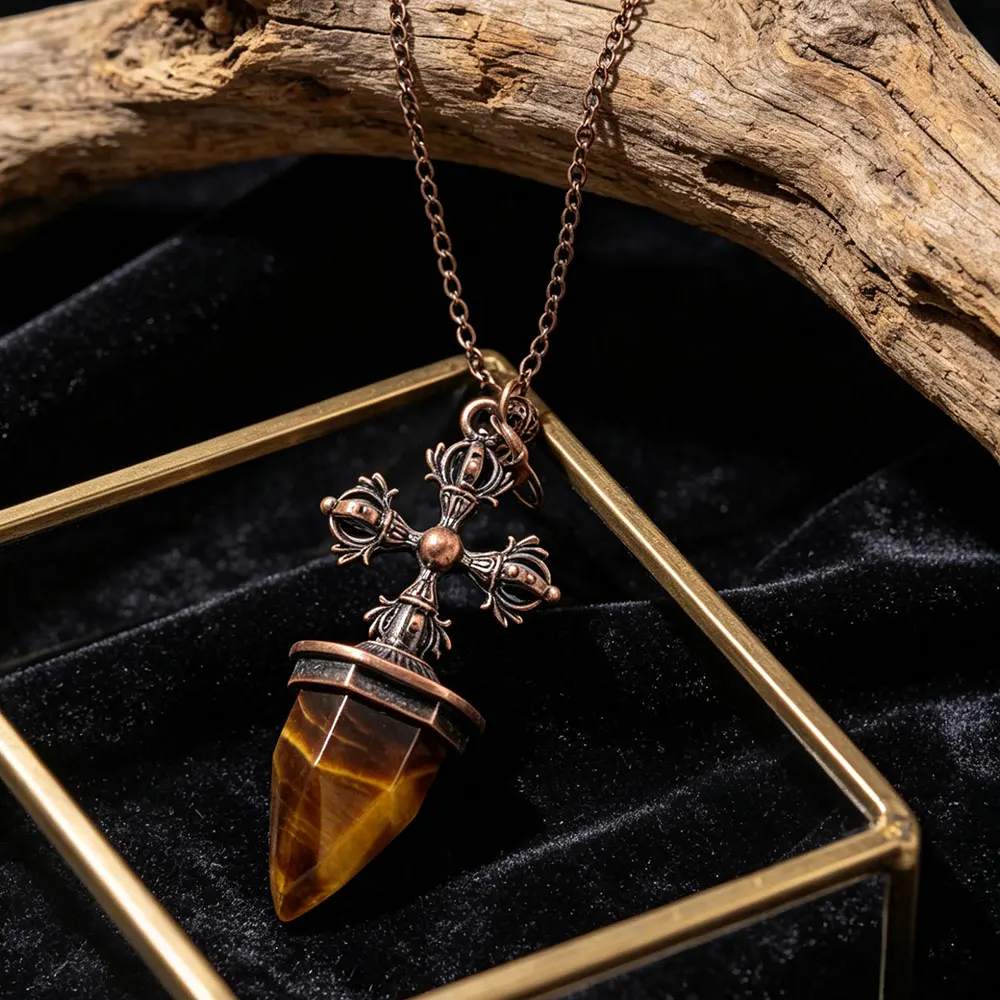 Cross Charm Rock Crystal Pendulum for Divination Dowsing Amethysts Tiger Eye Green Aventurine Healing Pink Quartz Pendulo X444 view 5