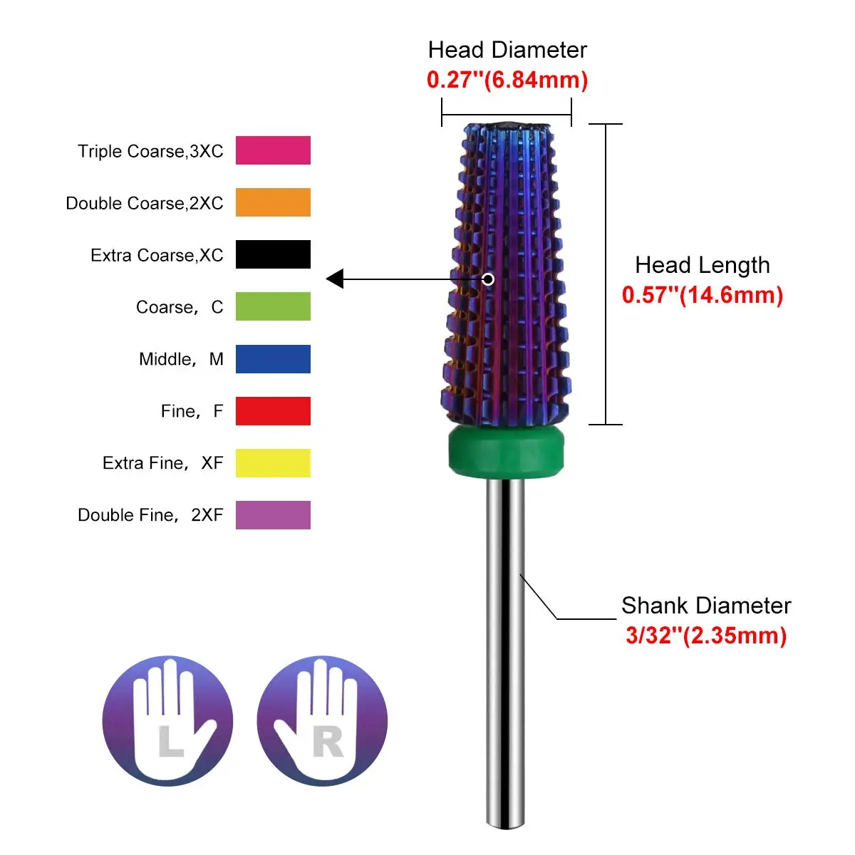 Professional 5 in 1 Nail Drill Bits 3/32'' Tungsten Milling Cutters Cuticle Clean E-file Bit for Home Salon Nail Art Accessories