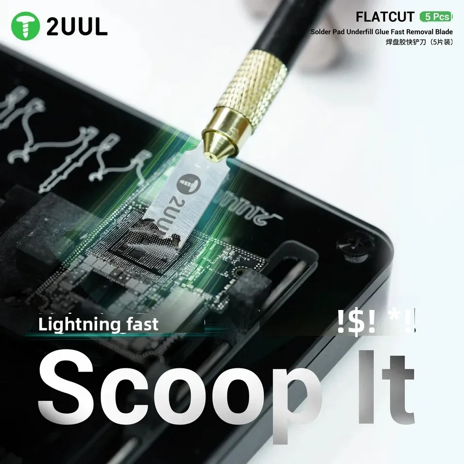 Almohadilla de soldadura de corte plano 2UUL DA28, cuchillas de eliminación rápida de pegamento de relleno (5 unids/caja)