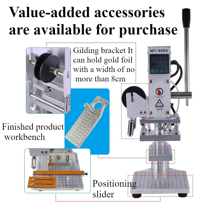 Kleine manuelle Goldprägemaschine aus PU-Leder, Tintenprägemaschine, Verpackung, Stempelmarkierung, Einkerbung, Pressen