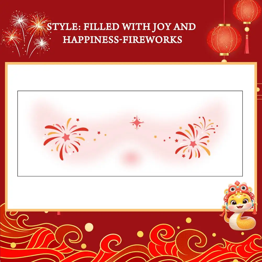 New Year Makeup Face Sticker Tattoo Face Lantern Blush Year 2025 Sticker Face New Sticker V8X8