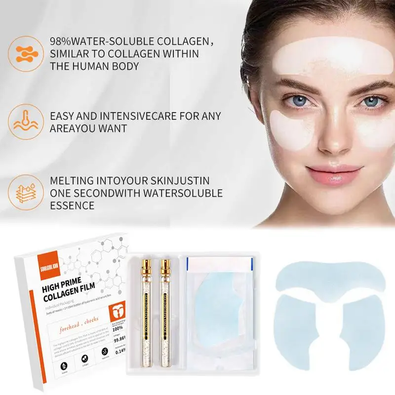 Soluble Collagen mask High prime Collagen Film with Face Firming Essence forehead patches cheek patches