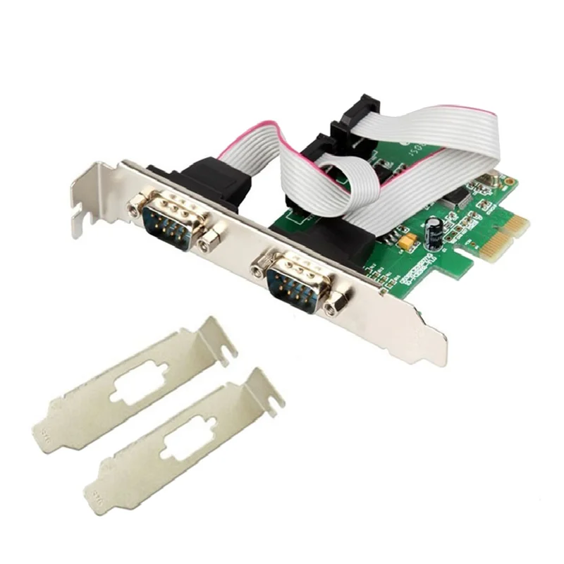 

PCI Express 2 Ports Serial Card RS232 Com Db9 Controller Card PCI-E 1.0 x 1 WCH382 Chip with Low Profile Bracket