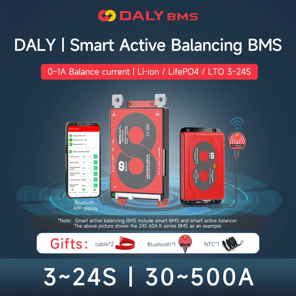 

Smart BMS DALY 3S 12V 10S 36V With BT Active Battery Equalizer 4S 12V 8S 24V 13S 48V 16S 60V 200A 250A For 18650 Battery