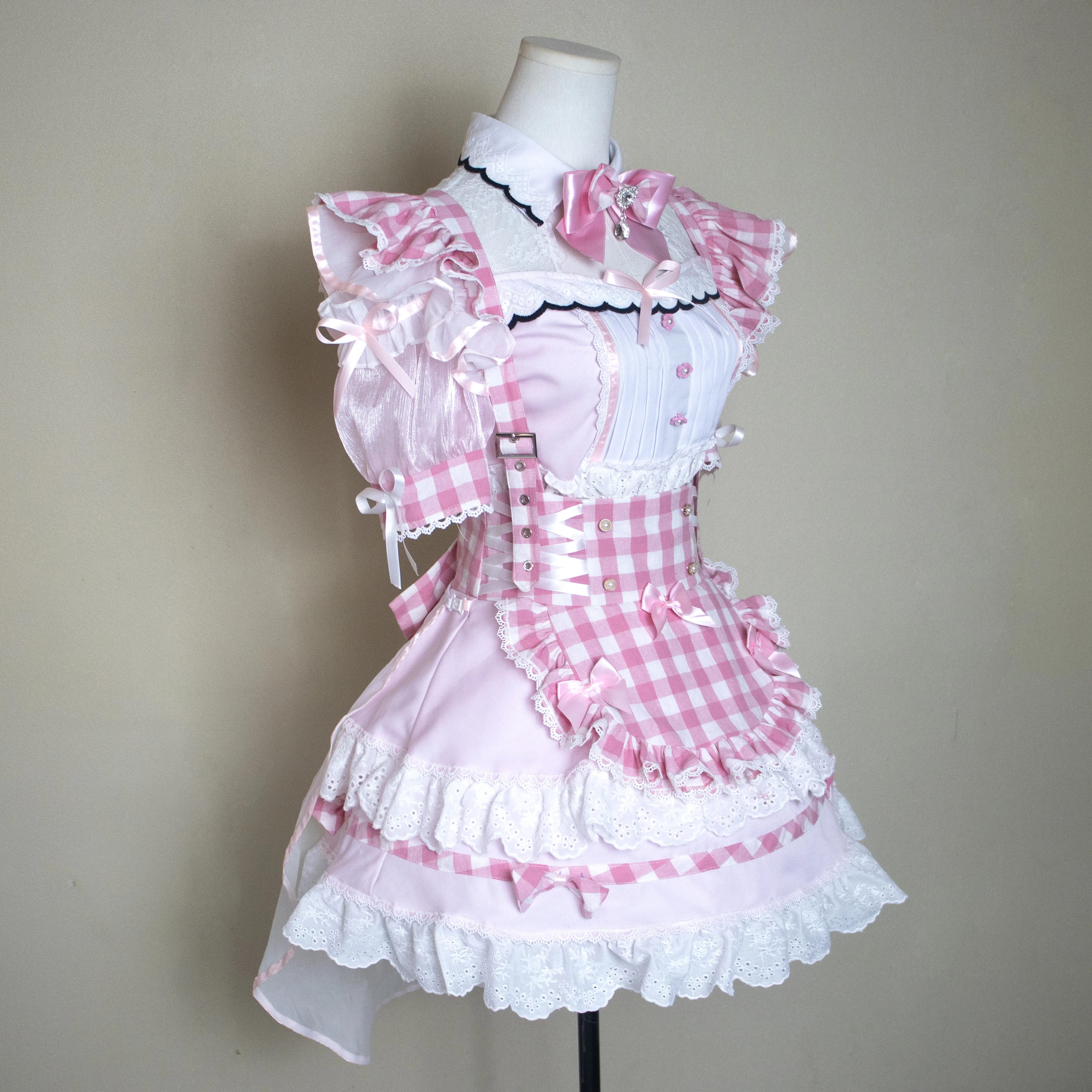 Japanese Summer 2026 New Cosplay Suit Sweet and Cute Girl Lolita Set Sweet Bow Short Sleeved Top Skirt Sets for Women