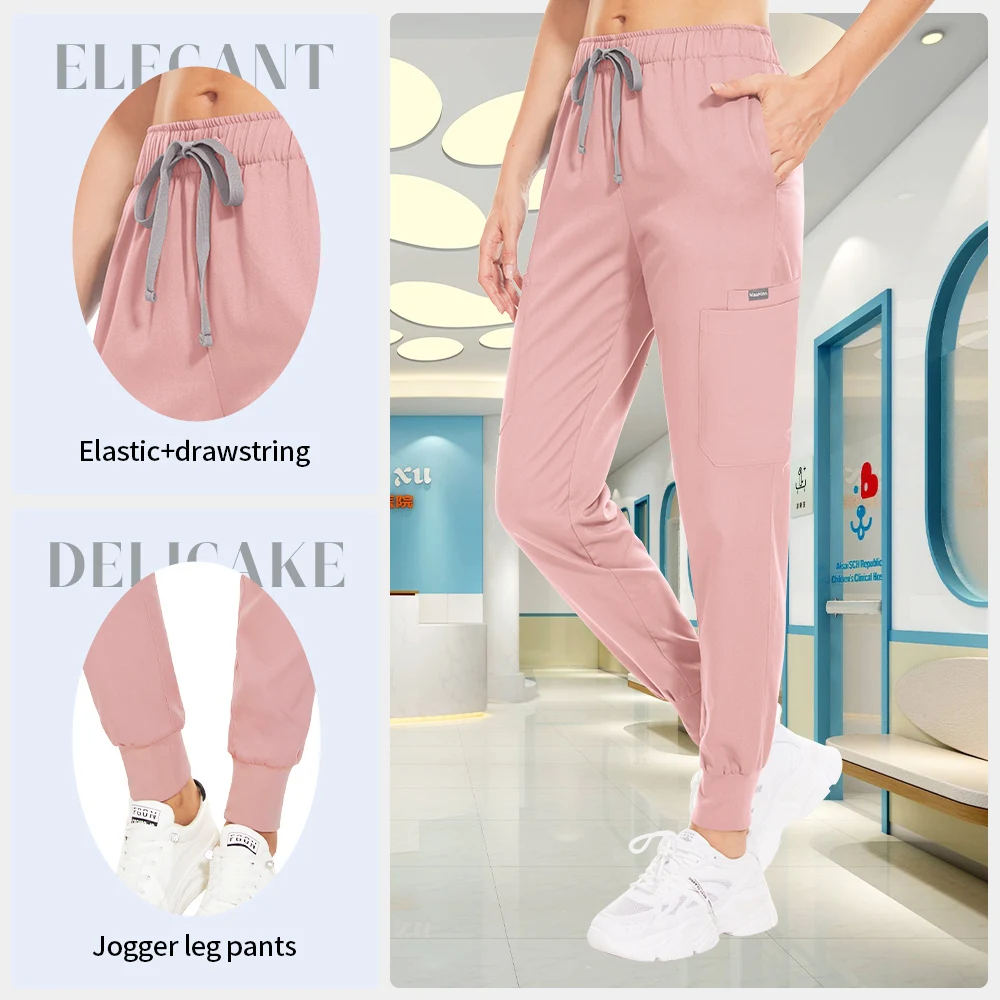 Niaahinn uniformes médicos com decote em v enfermeira scurbs conjunto feminino hospital médico workwear manga curta cirurgia dentária oral uniformes de trabalho