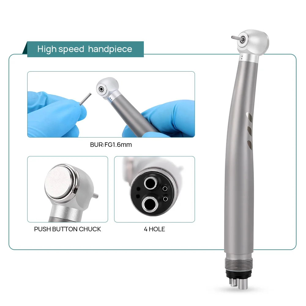 Azdent High and Low Speed Handpiece Kit LED Handpiece Integrate E-generator 135°C Autoclavable Low Noise