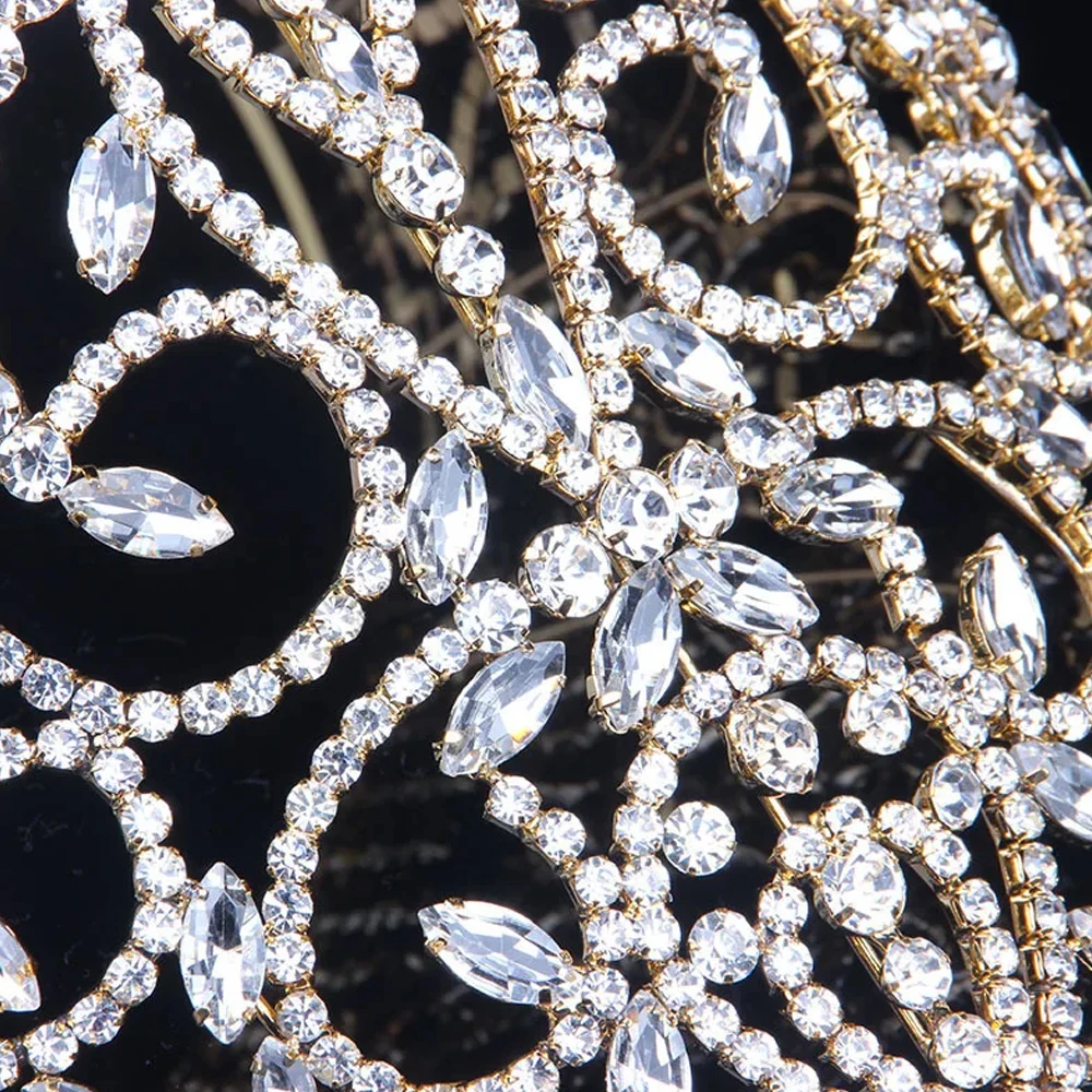 Fashion Wedding Hair Accessories Bridal Wholesale Huge Vintage Leaf Big Rhinestone Romantic Crown Tiaras Party Decoration