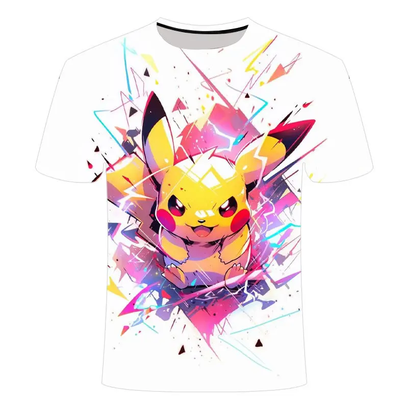 2025 mais recente verão venda quente pokemon anime 3d impresso de alta qualidade pikachu em torno do pescoço camiseta para homem e