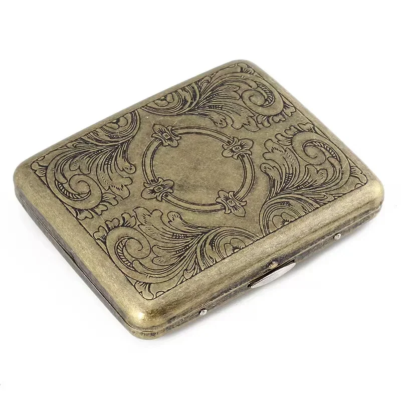 Exquisite Metal Double-sided Flip Cover 20 Cigarette Box Bronze Automatic Portable Cigarette Box Men\'s Cigarette Accessories