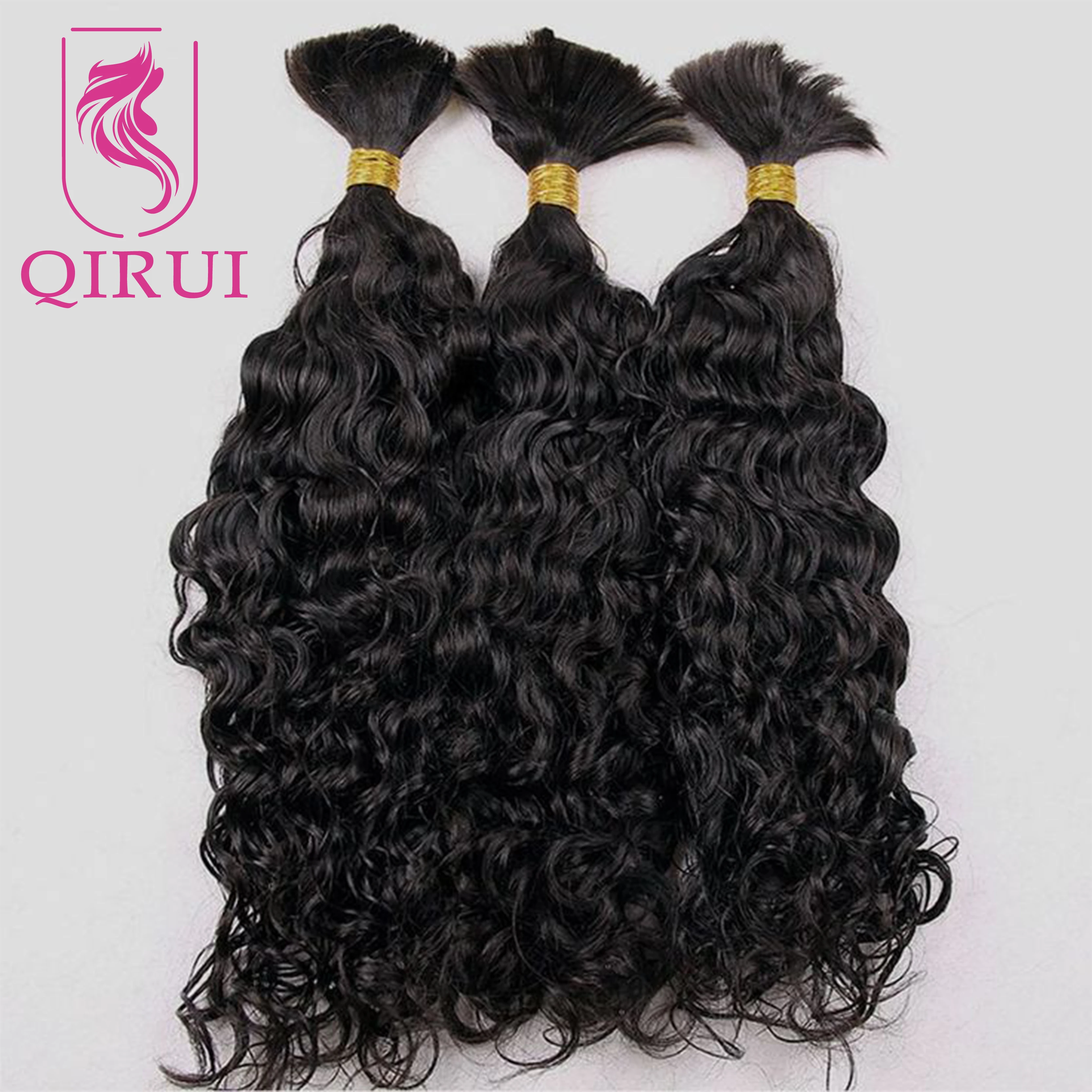 

Bulk Human Hair for Braiding Water Wave No Weft 100% Unprocessed Full End Burmese Wet and Wavy Human Hair Extensions for Braids