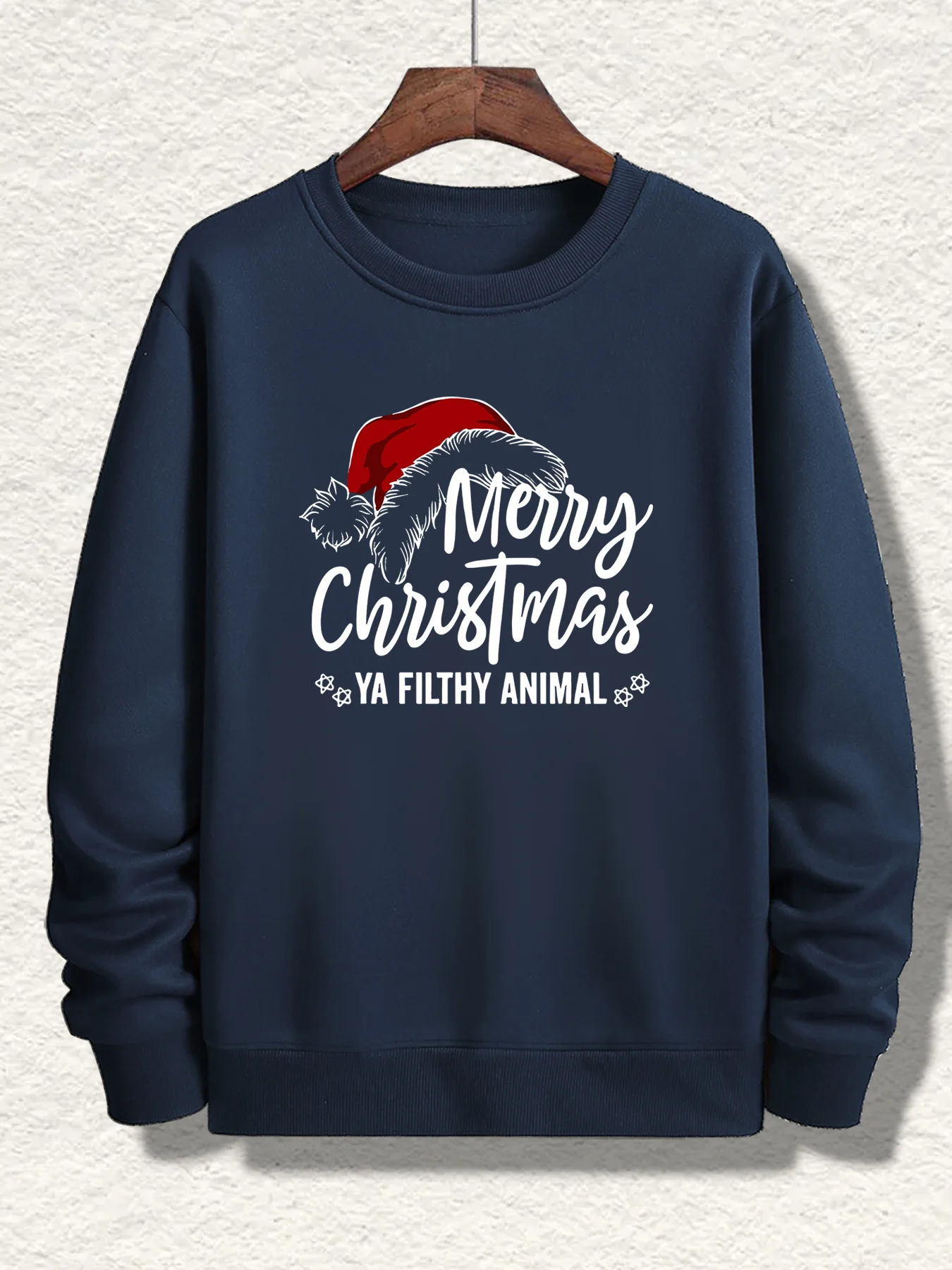 

Men's Trendy Regular Crewneck Sweatshirt | Cartoon Christmas Fashion Print, Simple Casual Long-Sleeved Heat-Transfer Print
