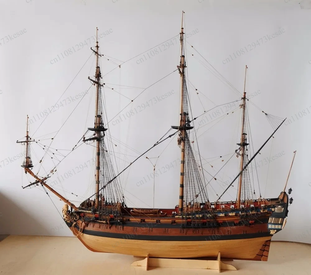 1/96 Ingermanland 1715 Classic Russian Wooden Ship Model Kit, DIY Scale Sailboat Building Set for Home Desktop Decoration