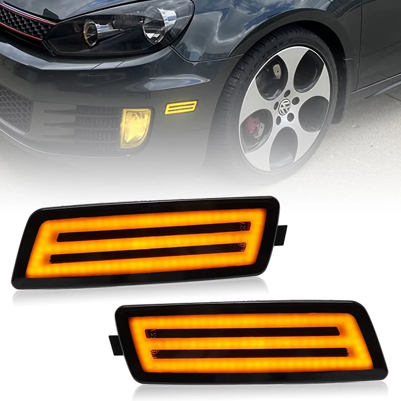 For VW Golf MK5/MK6 Jetta R32 Clear & Smoked Lens LED Side Marker Lamp Amber Front Bumper Side Fender Turn Signal Lights