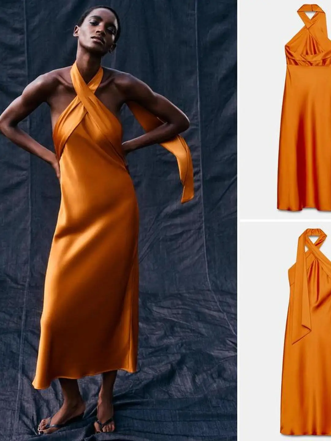 Cross-Neck Chiffon Midi Dress with Sash Decoration Wind And Rain Back Design Comfortable Soft Fabric A-Line Skirt for Women