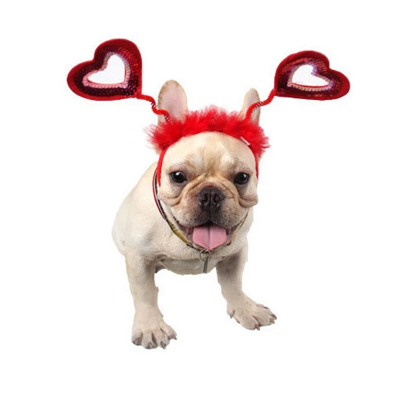 Valentines Day Dog Costume Red Heart Headband Heart Head Boppers Outfit Hair Accessories