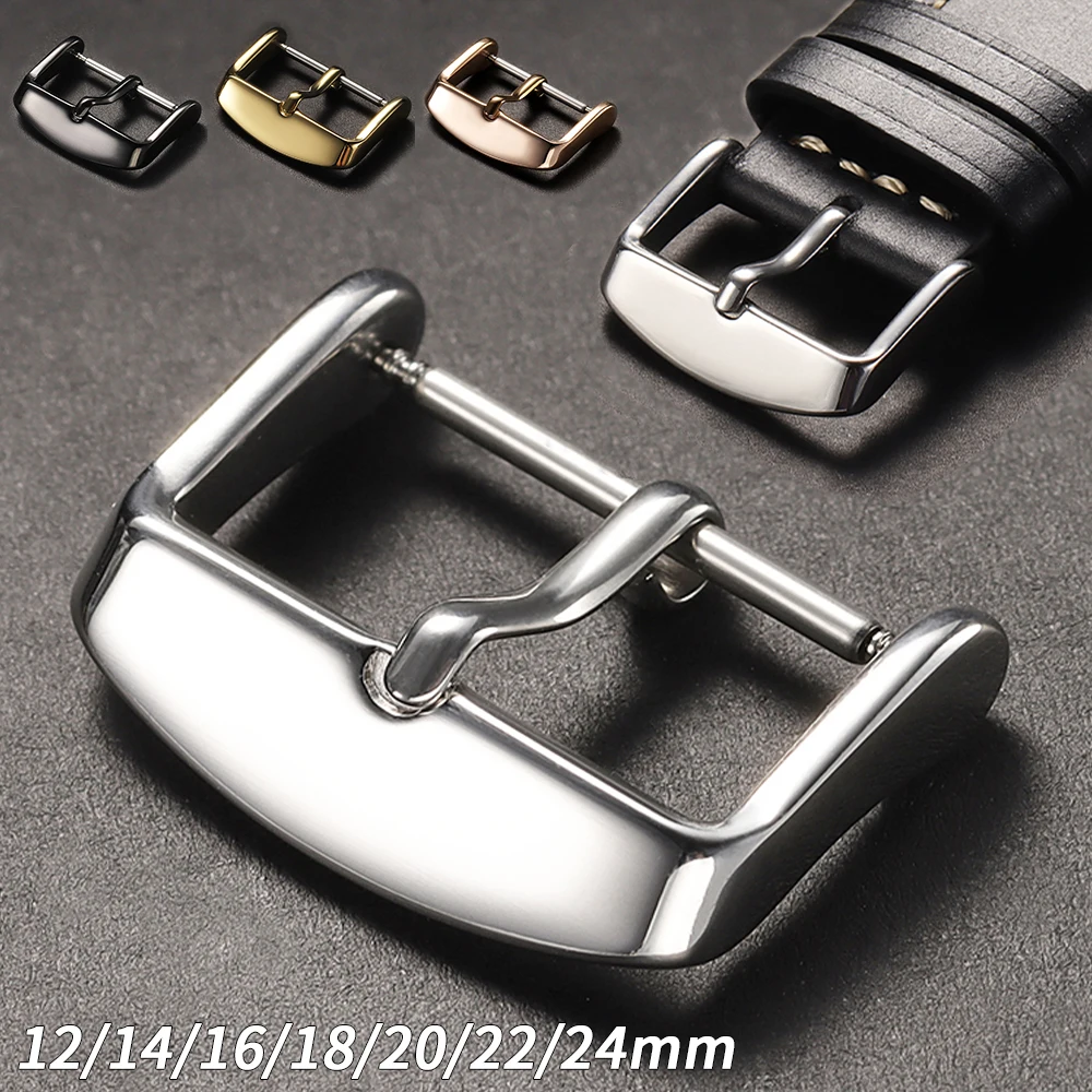 

Пряжка для часов из нержавеющей стали для кожаного ремешка для часов 12 мм, 14 мм, 16 мм, 18 мм, 20 мм, 22 мм, 24 мм, металлическая застежка-кнопка, аксессуары для часов