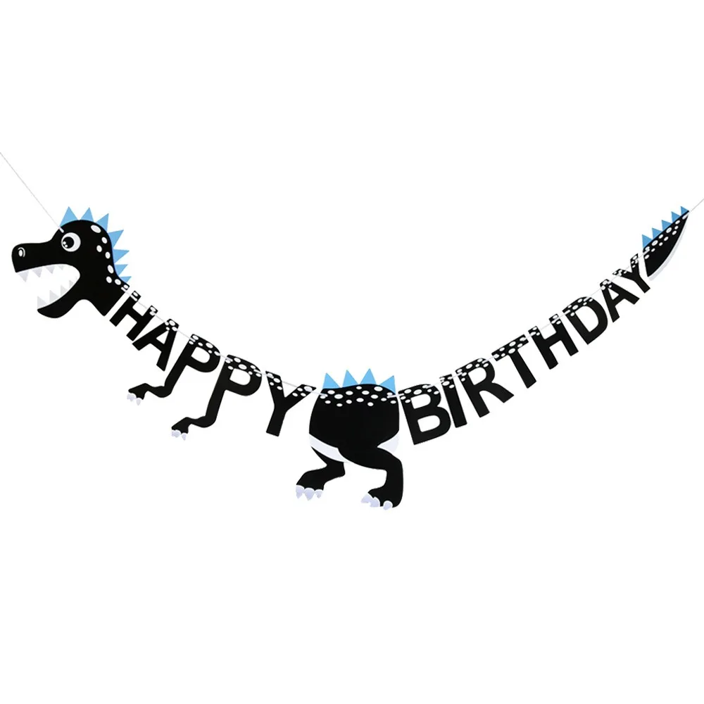 Cartoon Dinosaurier Happy Birthday Banner Dschungel Safari Dino Thema Happy Roar Kinder Jungen Mädchen Geburtstagsparty Girlanden Deko – Detail 5