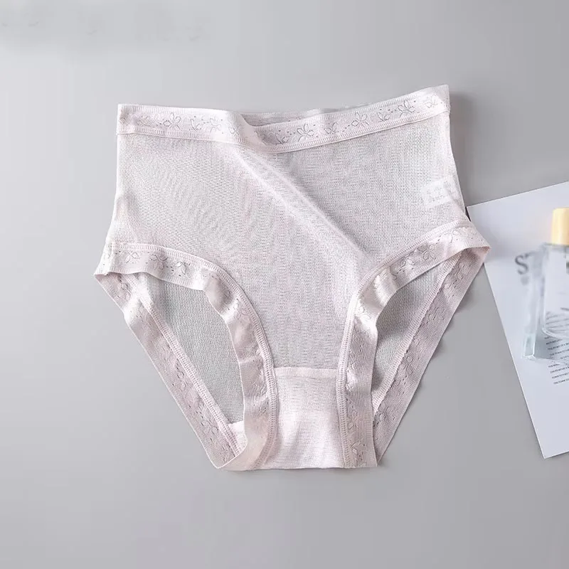 High-grade 100% mesh silk women's briefs Summer Autumn Double bottom breathable, mulberry silk underwear - Image 3