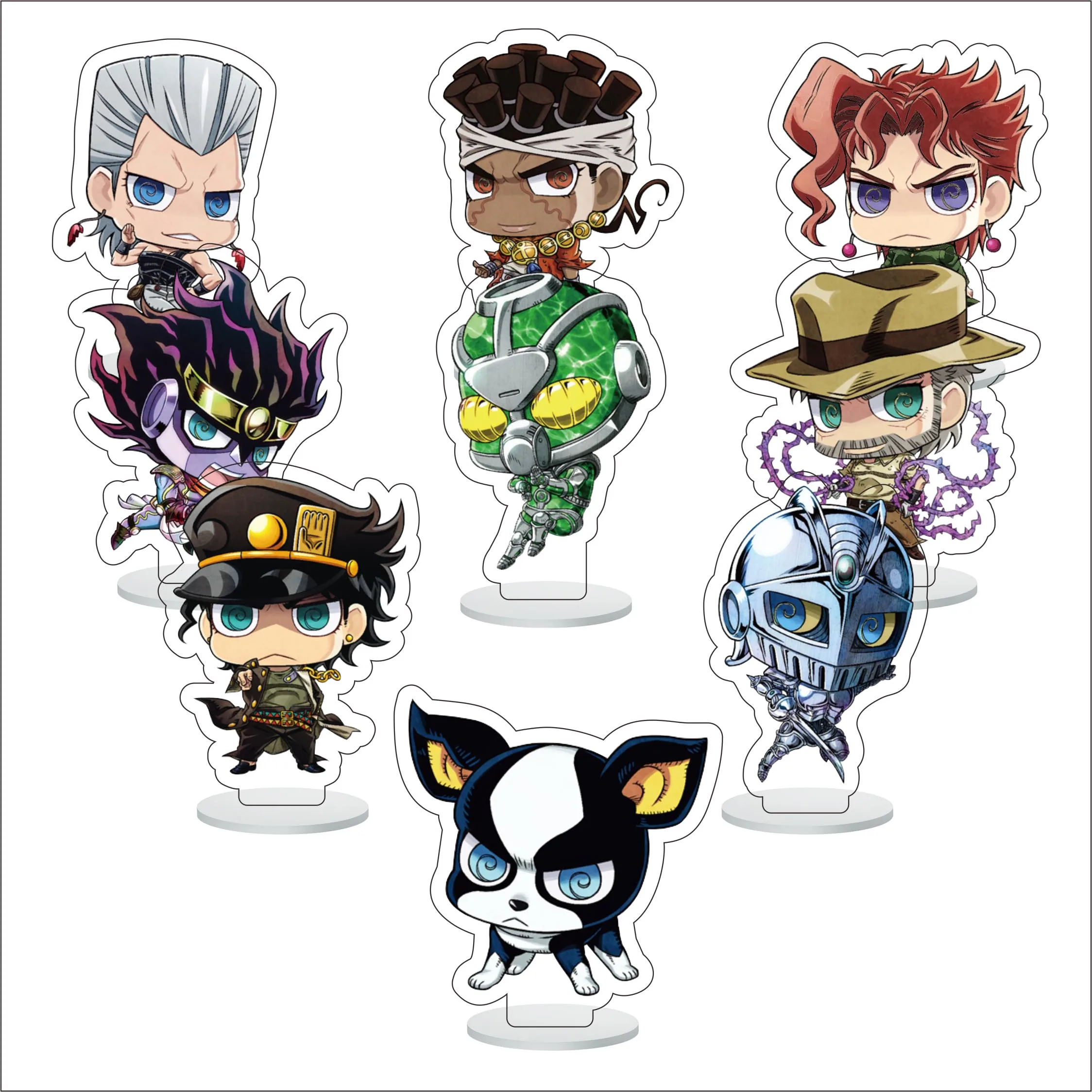 Anime JoJo's Bizarre Adventure Kujo Jotaro Figure Keychain Accessories Cosplay Pendant Set Prop Badge