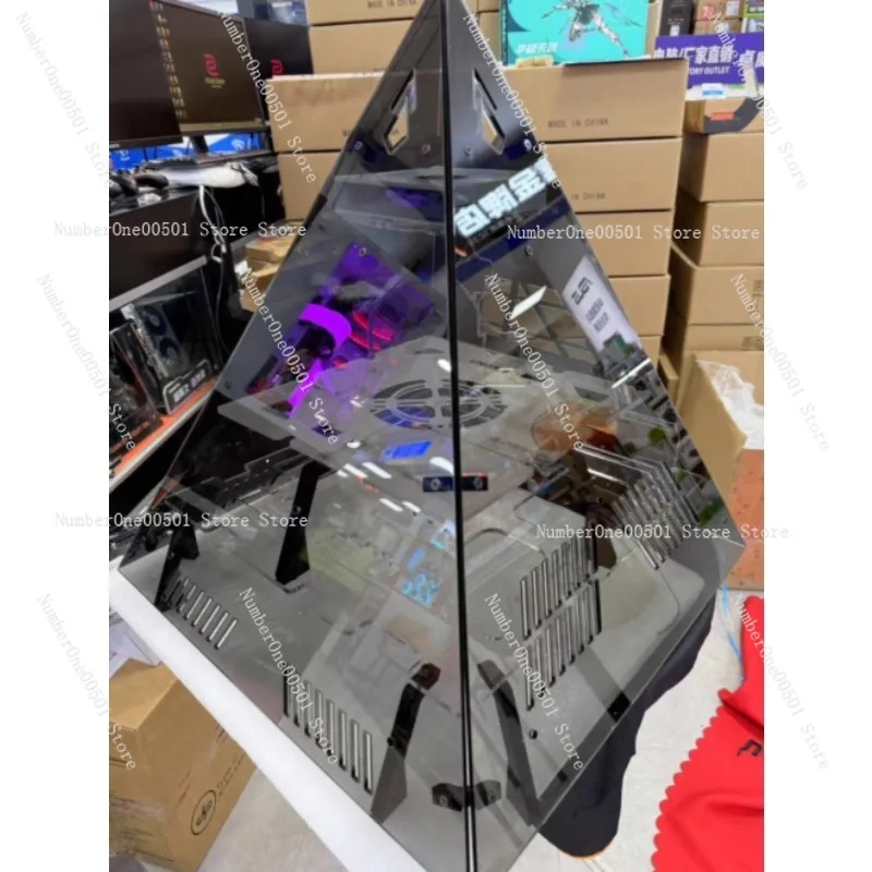 DIY Panoramic Tempered Glass PC Case ATX Mid Tower Gaming Chassis with 360mm Liquid Cooling Support RGB Lighting Self-Assembly