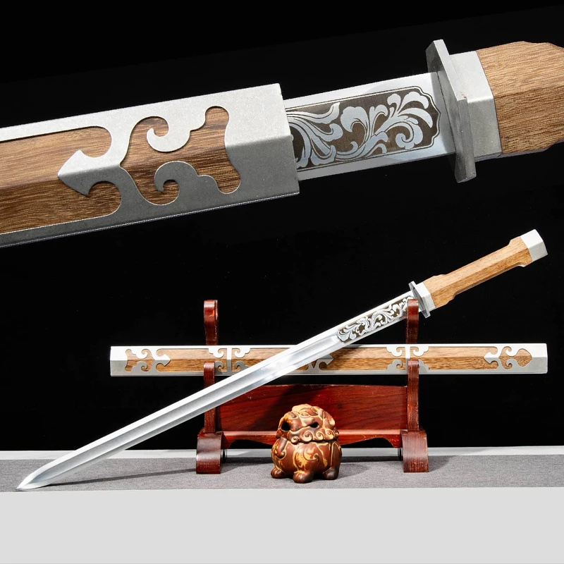 katana Fight ready combat weapon God of War Legend Real Steel sharp steel sword  Hand and half sword Wooden scabbard