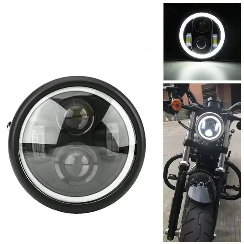 Motorcycle Accessories Modified LED Front Headlight Suitable for Harley Angel Eyes CG125 GN125 Lamp headlight Light Bulb