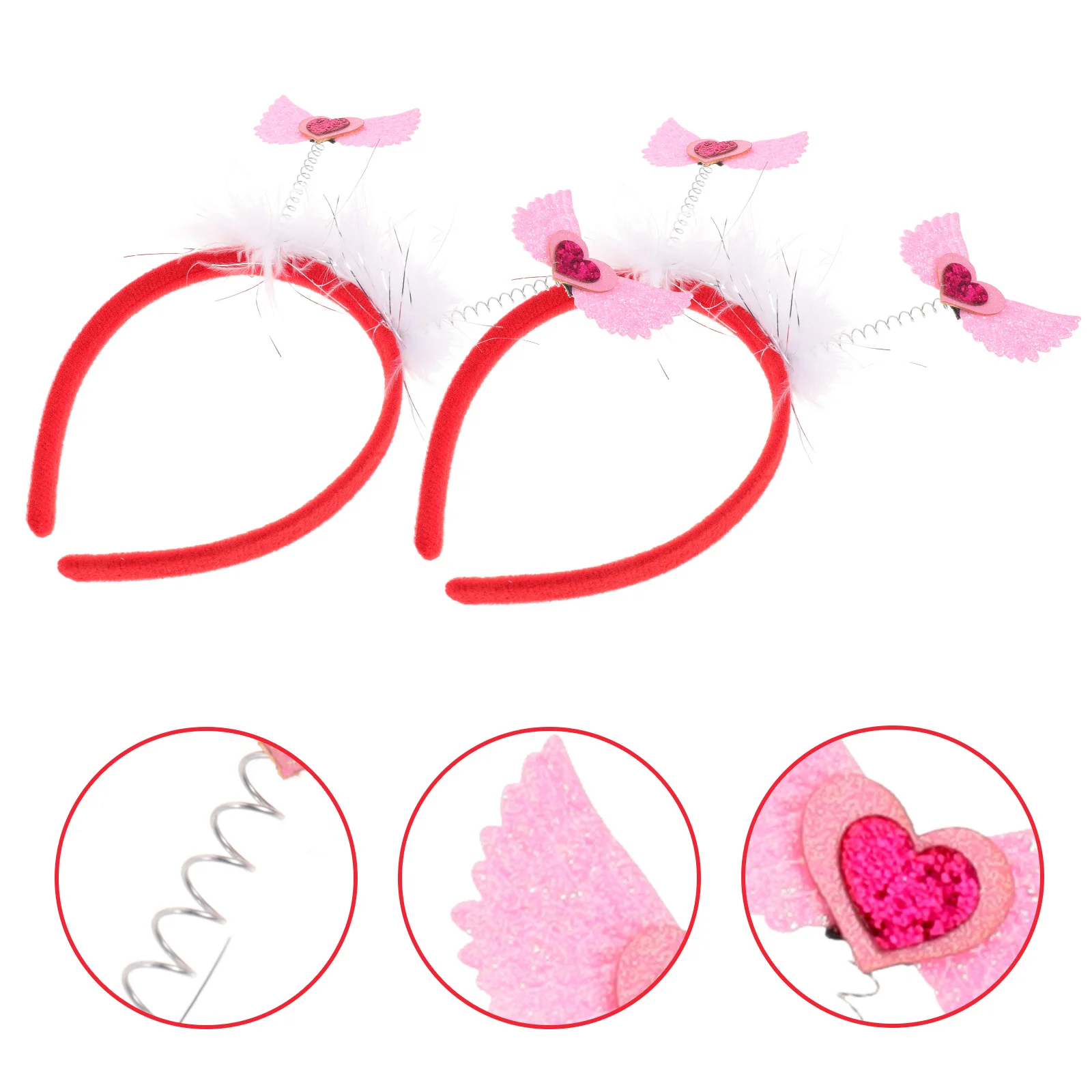 

2Pcs Heart Headbands Delicate Valentine's Day Hair Hoops Wedding Party Hair Accessories Lovely Party Photo Props Romantic