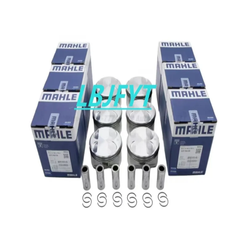 6PCs Pistons & Rings set Mahle 10.7:1 for BMW E82 E88 E90 128i 328i 3.0L n52b30a 11257558528 11257559434 11257536373 11257561848