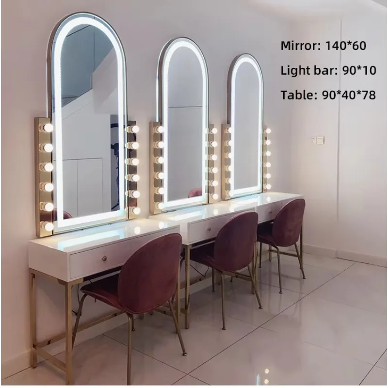 Custom.Custom .Custom.Clothing Store Bedroom Custom Storage Single Side Vanity with Led Light Makeup Table Mirror and Drawer Hol