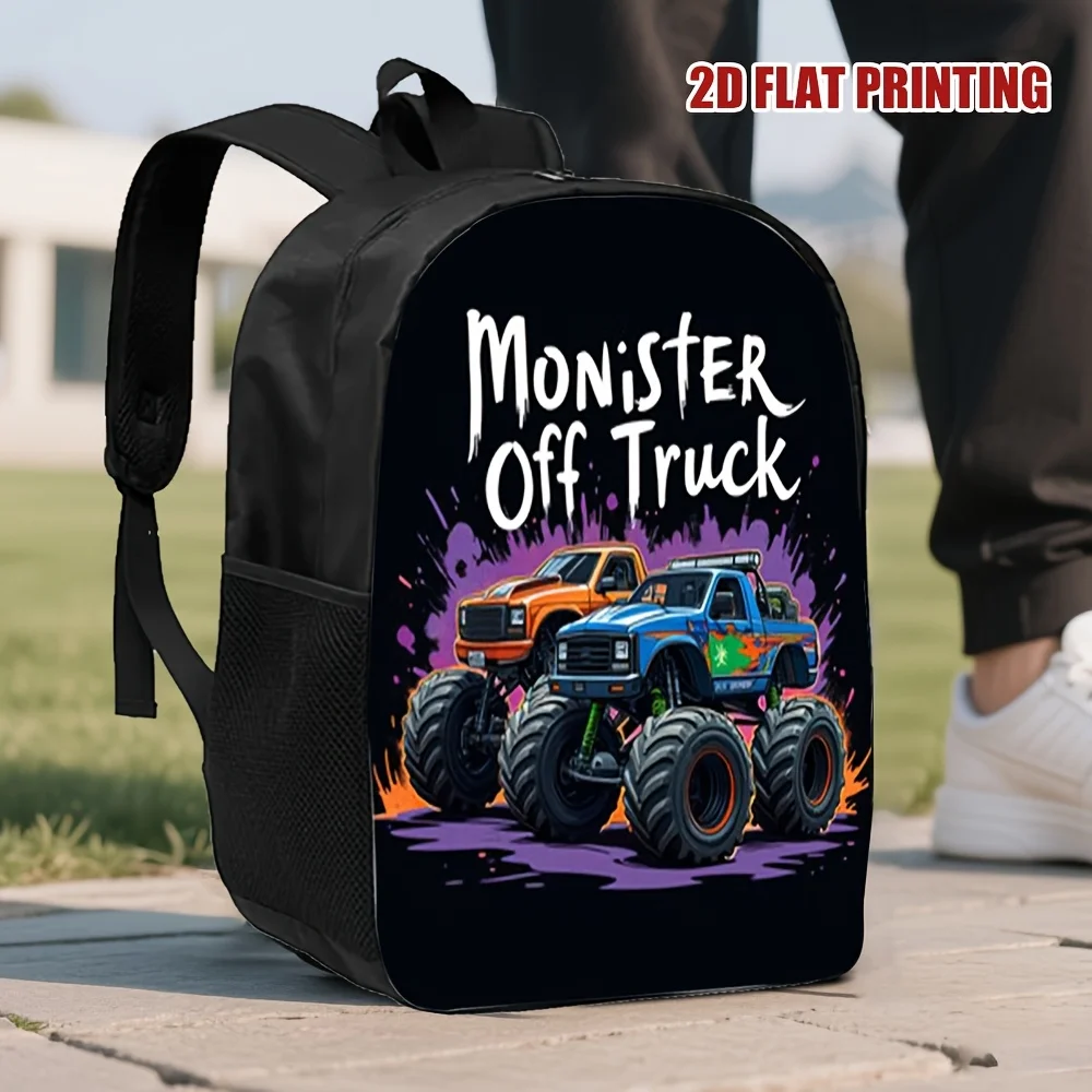 

1 Piece Monster Orgy 2D Flat Print Backpack - Stylish Polyester Backpack for Teens with Removable Shoulder Straps