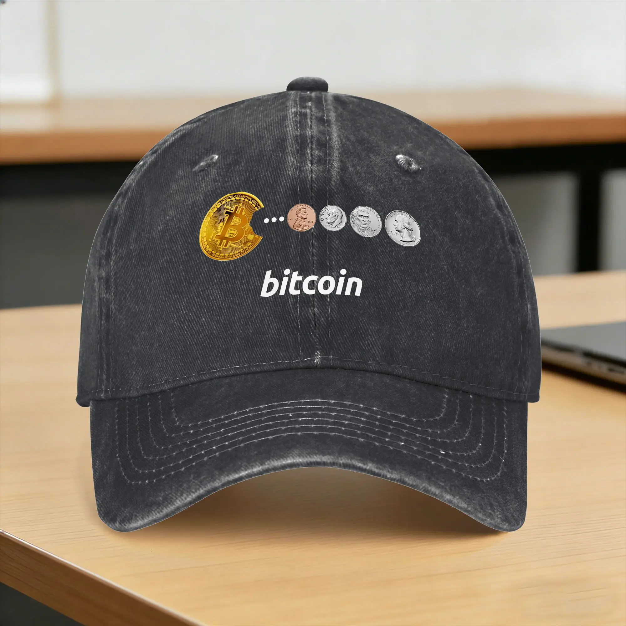 Bitcoin Sun Baseball Cap  y2k Cool Unisex-Teens Washed Trucker Hat Dropshipping Print Outdoor Sport Baseball Caps Gift Idea
