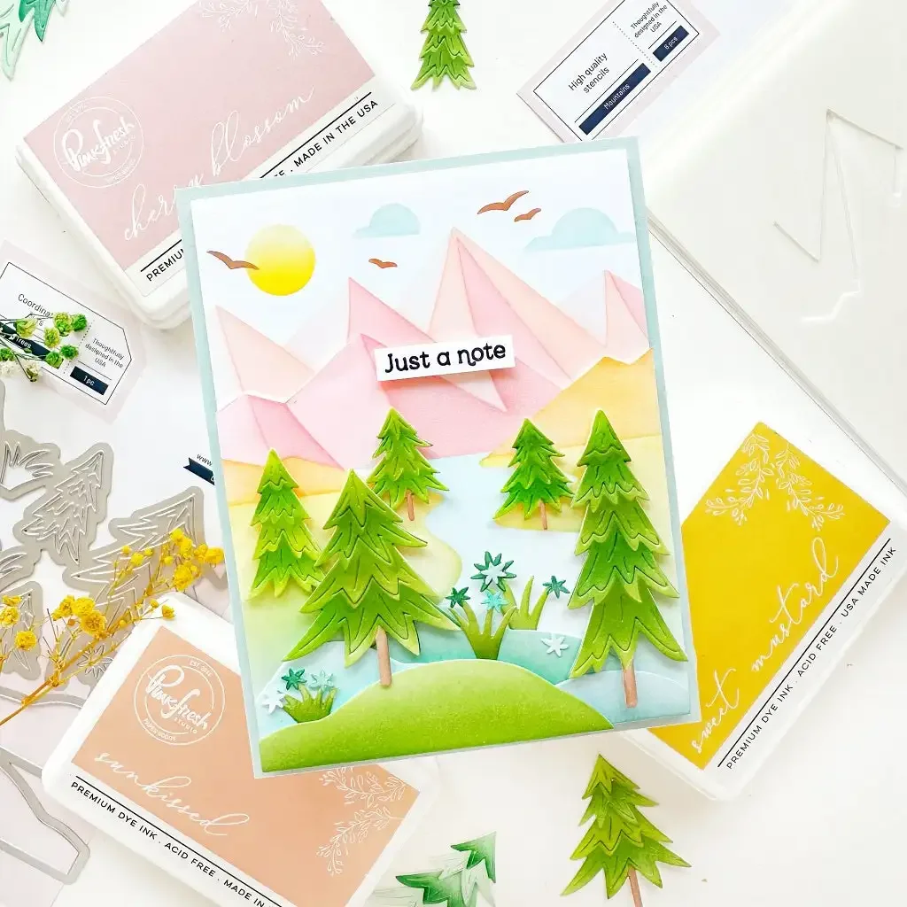 2024 New Bloom Mountains Road Stencil ForDIY Scrapbook Embossed Make Paper Card Album Craft Template Supplies Decoration